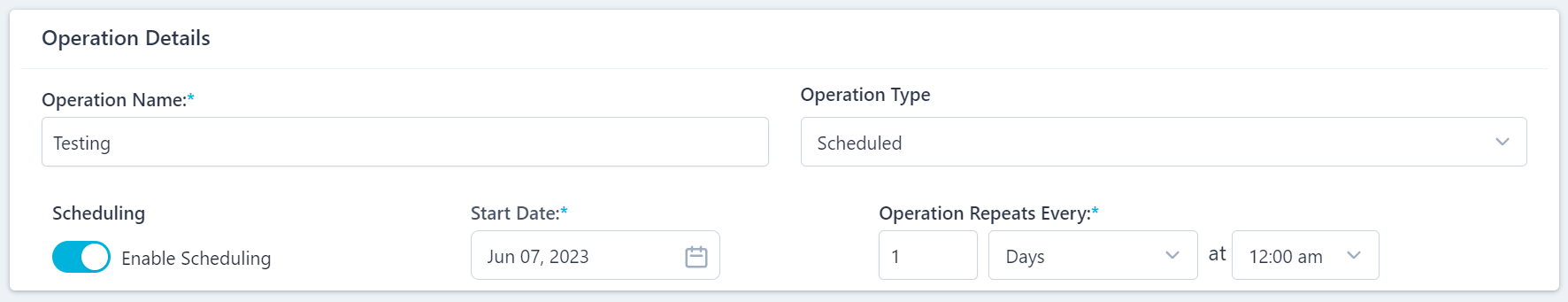 Scheduled Operation
